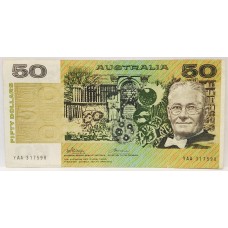 AUSTRALIA 1973 . FIFTY 50 DOLLARS BANKNOTE . PHILLIPS/WHEELER . ERROR . MISSING INK